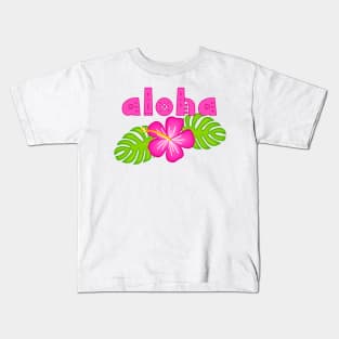 Aloha Pink Hibiscus Floral Kids T-Shirt